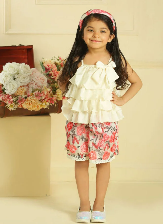 Luxe & Hardy طقم بناتي مزين بالزهور مع حمالات كتف